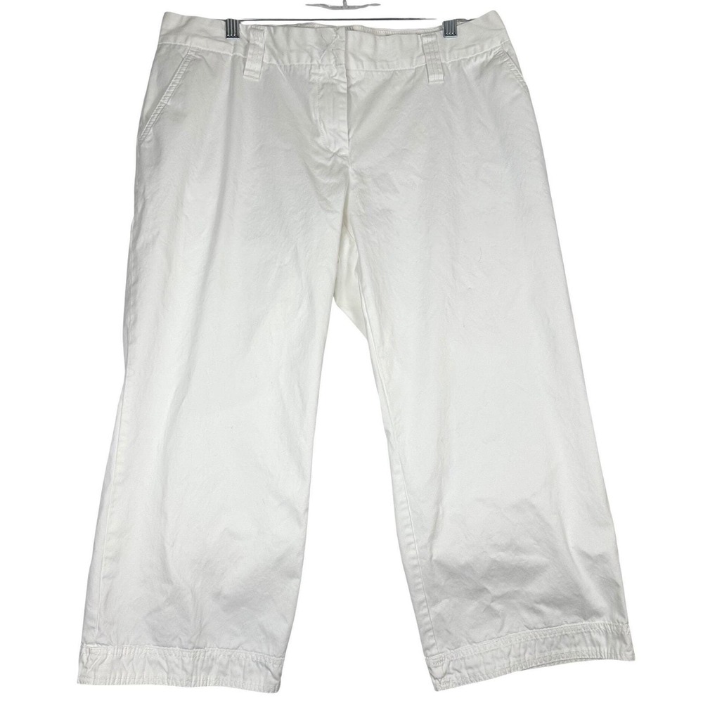 Vintage Tommy Hilfiger Capri Pants Women White 14 Y2K Coastal Preppy Euro Summer